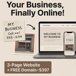 Turn Key .com Small Business Website + Free Domain! 3 Pages, Mobile & Seo Ready!. Fixed Price $317.60.