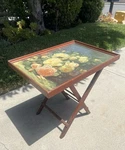 Vintage Folding Tv Tray Table Floral Roses Wood Mid Century Chicago Usa. Fixed Price $78.25.
