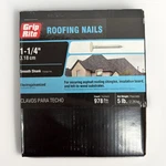 New Grip Rite 1-1/4 Electrogalvanized Roofing Nails- 978 Count Smooth Shank. Fixed Price $9.95.