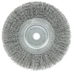 01075 6" Narrow Face Crimped Wire Wheel, .014" Steel Fill, 5/8"-1/2" Arbor Hole,. Fixed Price $33.99.