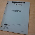 Rammax Rw 702 Trench Roller Compactor Spare Parts Book Operator Owner Manual. Fixed Price $63.75.