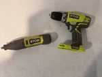 Lot Of Ryobi P208B Drill/driver Green Black Parts Only + RRT130 Rotary Tool. Fixed Price $39.99.