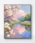 Cherry Blossom River Canvas Print Floral Landscape Wall Art Decor. Fixed Price $9.03.
