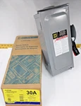 New Square 30 Amp Non-fusible Safety Switch 3R 600 Vac / Vdc Pole HU361RB. Fixed Price $148.49.