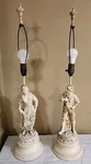 Vintage Antique Pair Mid Century Chalkware 1950S Lamps Signed Granitex 21" Tall. Fixed Price $112.98.