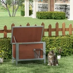 Pawhut Outdoor Cat House, Wooden Feral W/ Removable Floor, Brown. Fixed Price $47.99.
