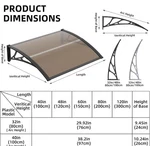 Vivohome Polycarbonate Window Door Awning Canopy Brown With Black Bracket, 40X80. Fixed Price $116.99.