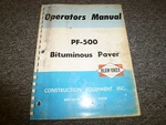 Blaw Knox PF500 Bituminous Asphalt Paver Owner Operator Maintenance Manual Xo. Fixed Price $59.37.