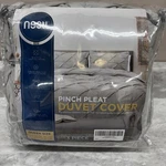 Nestl Pinch Pleat 3-PIECE Duvet Cover Set Gray Queen Size. Fixed Price $35.99.