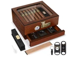 Cedar Wood Cigar Humidor Glass Desktop Box Digital Hygrometer Humidifier. Fixed Price $54.99.