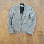 Max Mara Single Breasted Flax Linen Blazer Jacket Notched Collar Gray Size 12. Fixed Price $98.00.