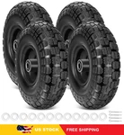 Ticonn 10" Solid Tires, Pack Flat Free 4.10/3.50-4'' Wheels (black, 4PK). Fixed Price $75.96.