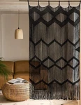 Macrame Curtain Black Boho Window Doorway Wall Decor .... Fixed Price $45.85.