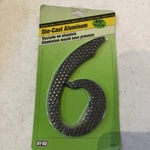 Hy-ko House Number 6 Die Cast Aluminum Black 4 1/2 High. Fixed Price $7.50.