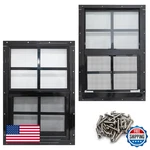 Neatiease 2PK 24X27" Black Frame Flush Mount Shed Windows Tempered Glass. Fixed Price $195.18.