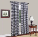 Pair Of Buffalo Check Panels Window Curtain - 42 Inch Width 63 Length Navy. Fixed Price $39.99.