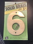 Hy-ko Products BR-50 Solid Brass 5" House Number 6. Fixed Price $7.99.