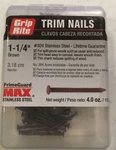 4OZ Grip-rite Prime Guard MAXN64213 Stainless Steel 1/4 Brown Trim Nails 1.25. Fixed Price $14.95.