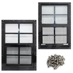 Neatiease 2-PACK 12X18 Shed Windows, Black Frame, Flush Mount, Tempered Glass,. Fixed Price $87.75.