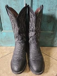 Tony Lama Boots Exotic Safari Print Bullhide Cow Black Vintage #CT972. Fixed Price $114.00.
