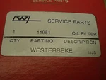 Westerbeke 11951 Oil Filter. Fixed Price $24.00.