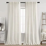 Cream Linen Back Tab Curtains 84 Inch Length For Living Room 2 Panel Set Neutral. Fixed Price $25.61.